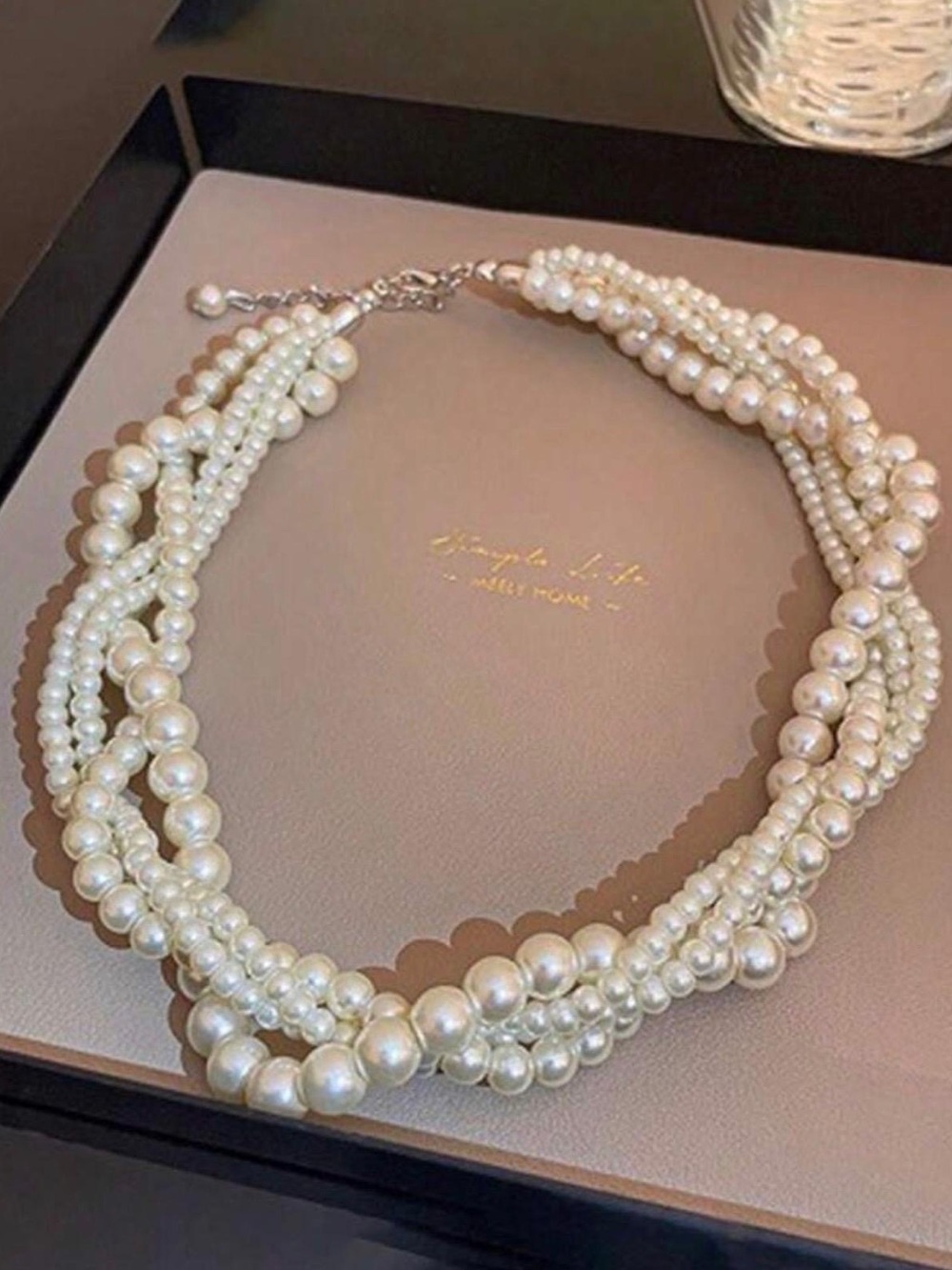 White Multi-Strand Pearl Choker Necklace